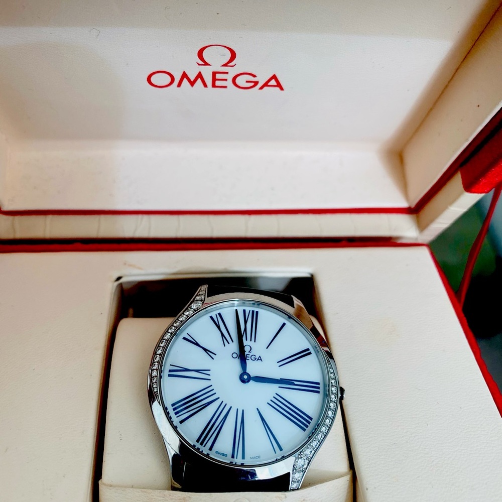 OMEGA De Ville Trésor Quartz Diamond Blue Fabric Strap Watch | 36mm |